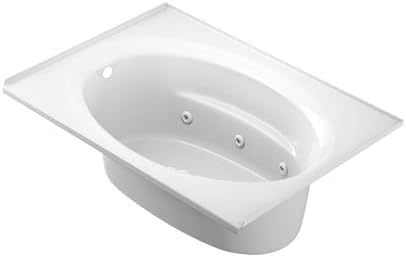 Jacuzzi SIGNATURE Acrylic Drop-In Bathtub, Jet Massage Tub, Slip Resistant, Left Drain Placement, 60" (L) x 42" (W), Oval In Rectangle, White