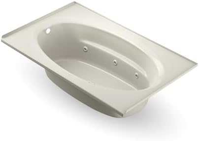 Jacuzzi SIGNATURE Acrylic Drop-In Bathtub, Heated Jet Massage Tub, Slip Resistant, Left Drain Placement, 72" (L) x 42" (W), Oval In Rectangle, Oyster
