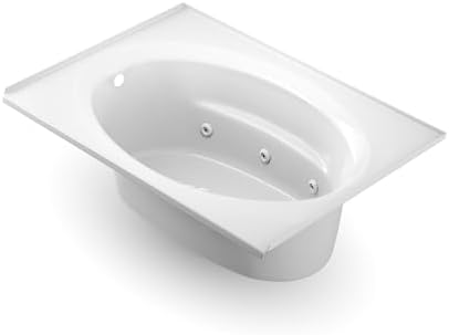 Jacuzzi SIGNATURE Acrylic Drop-In Bathtub, Heated Jet Massage Tub, Slip Resistant, Right Drain Placement, 72" (L) x 42" (W), Oval In Rectangle, White