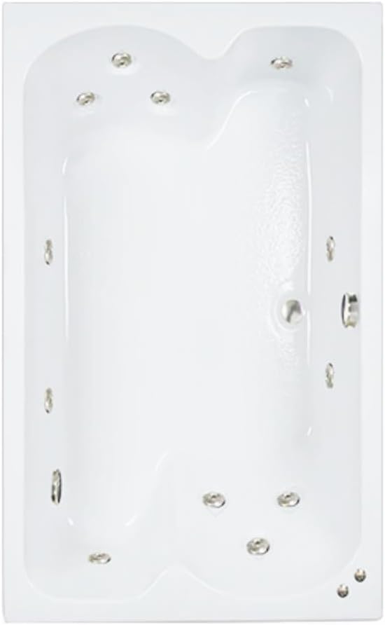 60 in. x 43 in. Acrylic Rectangular Drop-In Whirlpool Bathtub with Center Drain in Bone