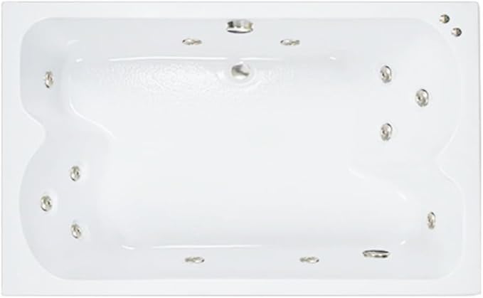 60 in. x 43 in. Acrylic Rectangular Drop-In Whirlpool Bathtub with Center Drain in Bone - Includes 12.5 Amp In-Line Heater