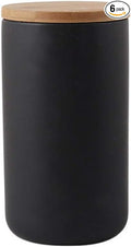 MilkyWay Food Storage Jar Strong Ceramic Storage Canisters with Airtight Seal Bamboo Lid Modern Design Seal Damp-Proof Kitchen Jar for Coffee, Tea, Spice and More (Black(L: 34 oz/1000ml))
