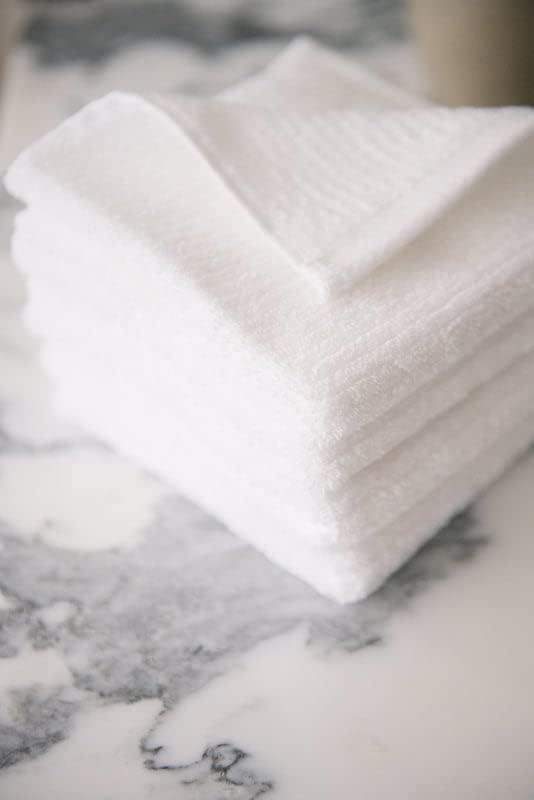Cozy Earth Ribbed Washcloth Set - 60% Cotton 40% Viscose from Bamboo Bathroom Washcloths - Soft & Absorbent Textured Ribbed Pattern - 4 Pack White