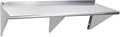 Profeeshaw NSF Stainless Steel Shelf 18” x 60”, 450 lb Commercial Shelves Wall Mounted Metal Shelving with Backsplash and 2 Brackets for Restaurant, Bar, Utility Room, Kitchen and Garage