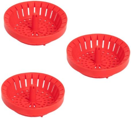 Kitchen Sink Strainer 3.25" - Dripsie Anti-Clog Food Catcher, Flexible Drain Basket, Dishwasher Safe, Standard Fit, Made in USA (3-Pack Red)