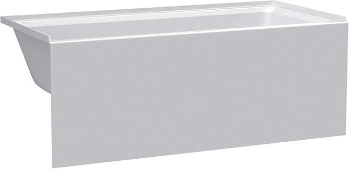 Fine Fixtures Acrylic, Fiberglass Alcove Soaking Bathtub with Integral Apron Front in Glossy White - Left Hand Drain, 60" x 36"