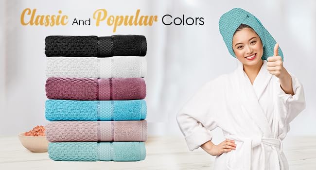 Ample Decor 100% Cotton Hand Towel for Kitchen Set of 2, Absorbent Premium Quality, Oeko TEX Certified, for Bathroom, Hotel, Spa, Gym, Kitchen - Grape Purple - 18 X 28 Inch -Mulaayam Collection
