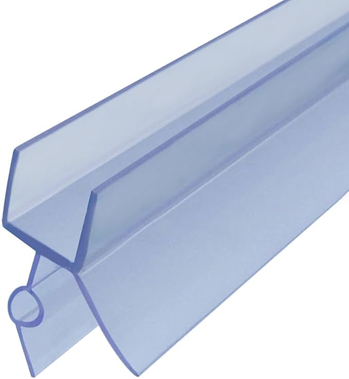Frameless Shower Door Bottom Seal with Drip Rail for 3/8"(10mm) Glass, Length 27.5"/0.7m, Glass Door Sweep Stop Shower Leaking Clear
