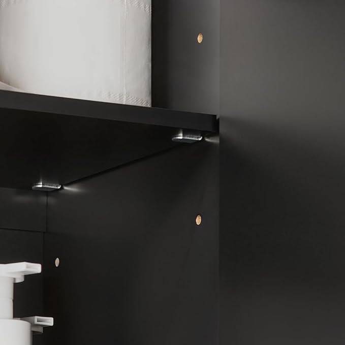 Haotian Wall Cabinet for Laundry Room, Storage Medicine Cabinet for Bathroom Kitchen Garage, Linen Tower Bath Cabinet, Floading Cabinet with Shelf, Black FRG231-L-SCH