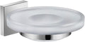 Pemberly Row Modern Soap Dish Tray Wall Mount in Clear Glass Brushed Nickel