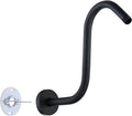 Shower Head Arm 10 Inch Matte Black, S Shaped Shower Head Extender Arm with Flange and Stabilizer