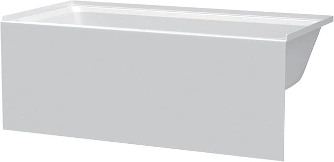 Fine Fixtures Acrylic, Fiberglass Alcove Soaking Bathtub with Integral Apron Front in Glossy White - Right Hand Drain, 72" x 32"