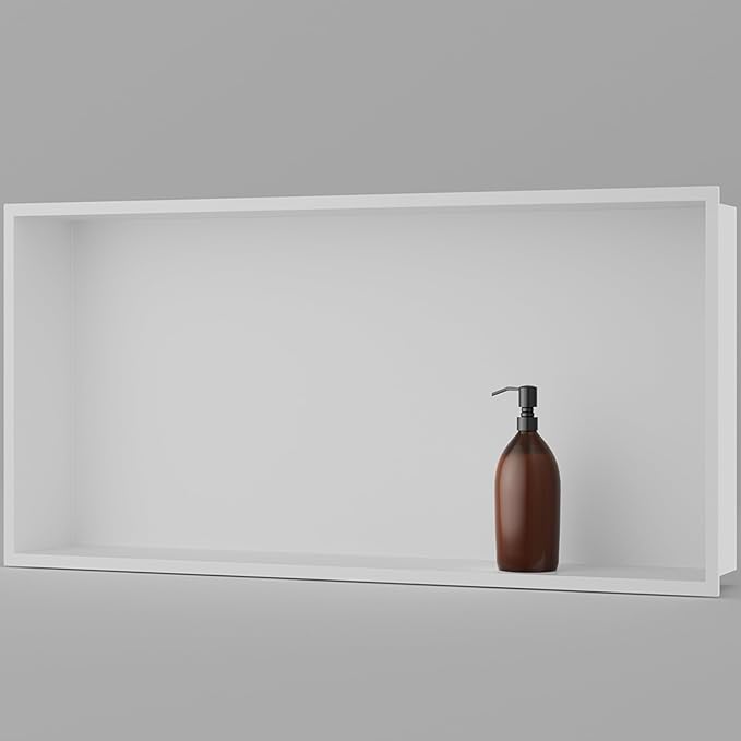 Achelous Stainless Steel Insert Shower Niche 24" X 12" NO Tile Needed, Bathroom Wall Recessed Shelf Organizer, Wall-inserted Shower Caddy, Matte White