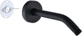 8 Inch Shower Arm with Flange and Stabilizer Bracket, Wall Mounted Shower Pipe Compatible with Rainfall Showerhead,Easy Installation, Matte Black