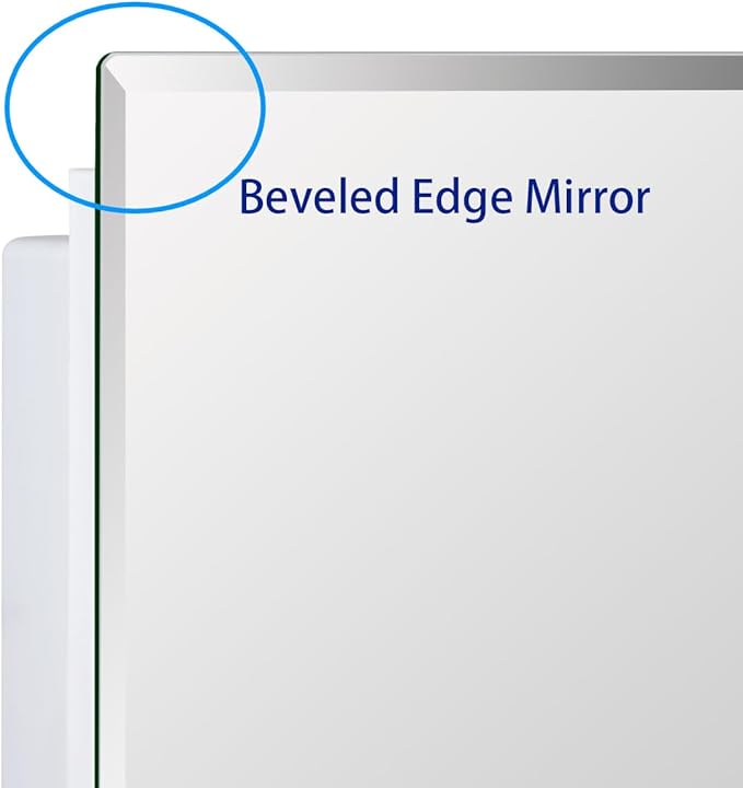 Bathroom Medicine Cabinet with Beveled Edge Mirrored Door 16 x 36 inch, Recessed or Surface Mount, with Adjustable Glass Shelves