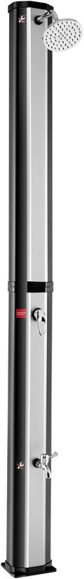Giantex 7.2 FT 10 Gallon 2-Section Solar-Heated Outdoor Shower, Pool Shower W/Free-Rotating Shower Head, Foot Tap Spigot, Faucet, Temperature and Pressure Adjustment for Backyard, Garden, Beach Spa
