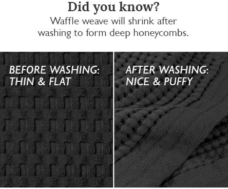 GILDEN TREE Waffle Towel Set Quick Dry Thin | 2 Bath Towels | 2 Hand Towels | 2 Washcloths, Modern Style (Faded Black)