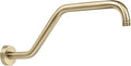 High Rise Shower Arm with Flange,15.5 Inch Gooseneck Shower Arm Extension,Stainless Steel S Shaped Shower Showerarm,Brushed Gold,9Z4MKK