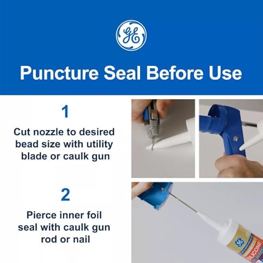 GE Advanced Silicone Caulk for Kitchen & Bathroom, Clear, 10 fl oz Cartridge, 12 Pack - 100% Waterproof Silicone Sealant, 5X Stronger Adhesion, Shrink & Crack Proof