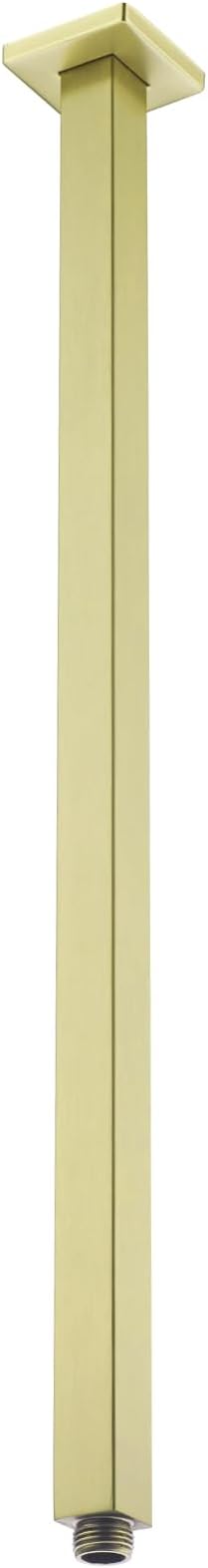 BESTILL 24 Inch Brushed Gold Ceiling Mount Shower Arm and Flange, Square Rain Shower Arm