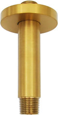 Aquaiaw Shower Arm and O-Ring Flange, 3 inch, Solid Brass, Round, Both Soldered 1/2 NPT Tapered Threads, Straight Shower Arm Extension, Ceiling Shower Head Arm for Rainfall Shower (Brushed Gold)