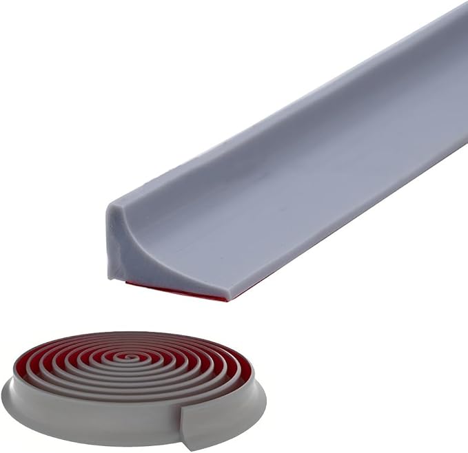 Shower Threshold Water Dam,Self Adhesive Silicone Waterproof Barrier Bathroom and Kitchen Shower Water Stopper Guard for Dry And Wet Separation Caulk Seal Strip Edge Trim(78Inch, Gray)
