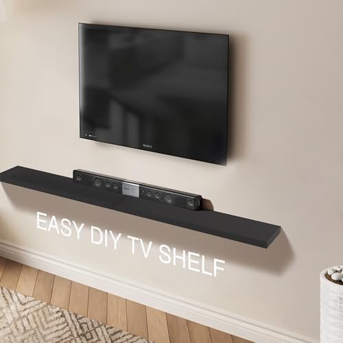 Colima Bathroom Floating Shelves for Wall, 36" Floating Wall Mounted Shelf, Rustic Wood Storage Display Shelf for Home Organization, Bathroom, Kitchen, Living Room (Set of 2, Black)