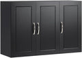 Haotian Wall Cabinet for Laundry Room, Storage Medicine Cabinet for Bathroom Kitchen Garage, Linen Tower Bath Cabinet, Floading Cabinet with Shelf, Black FRG231-L-SCH
