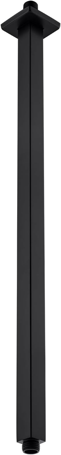 BESTILL 24 Inch Matte Black Ceiling Mount Shower Arm and Flange, Square Rain Shower Arm