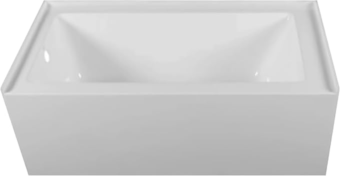 Fine Fixtures Acrylic, Fiberglass Alcove Soaking Bathtub with Integral Apron Front - Drain Included (72" x 36", Left Hand, White)