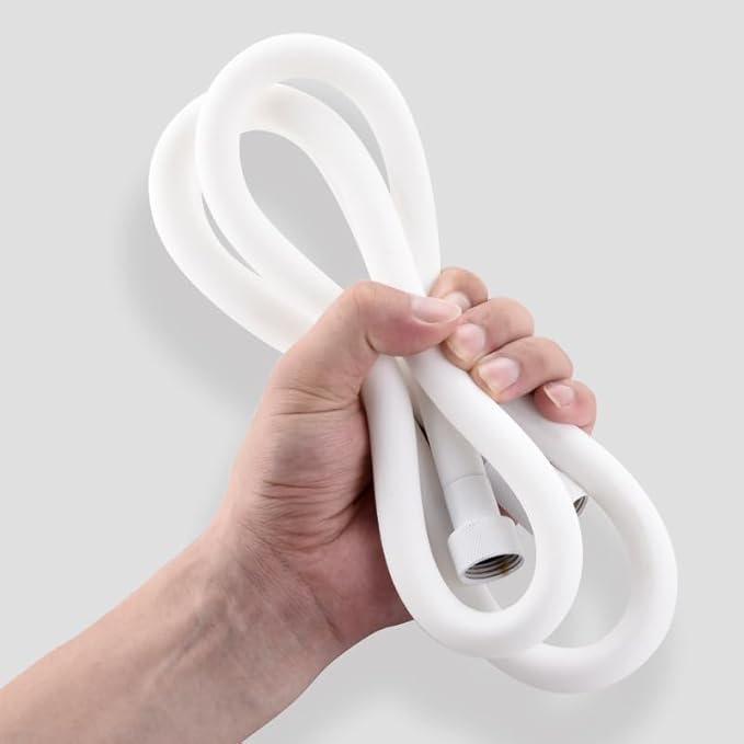 Silicone Shower Hose Extra Long,Explosion Proof Anti Winding Showerhead Hose,Used In Showerheads Spray Bidet Bathing Toilet Cleaning Flexible RV Shower Hoses Replacement (White, 69 In)