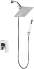 8 Inch Rainfall Shower Head and Handheld Spray Combo with 3-Way Diverter and Touch-Clean Nozzles, Rough-in Valve Body and Trim Included, Polished Chrome