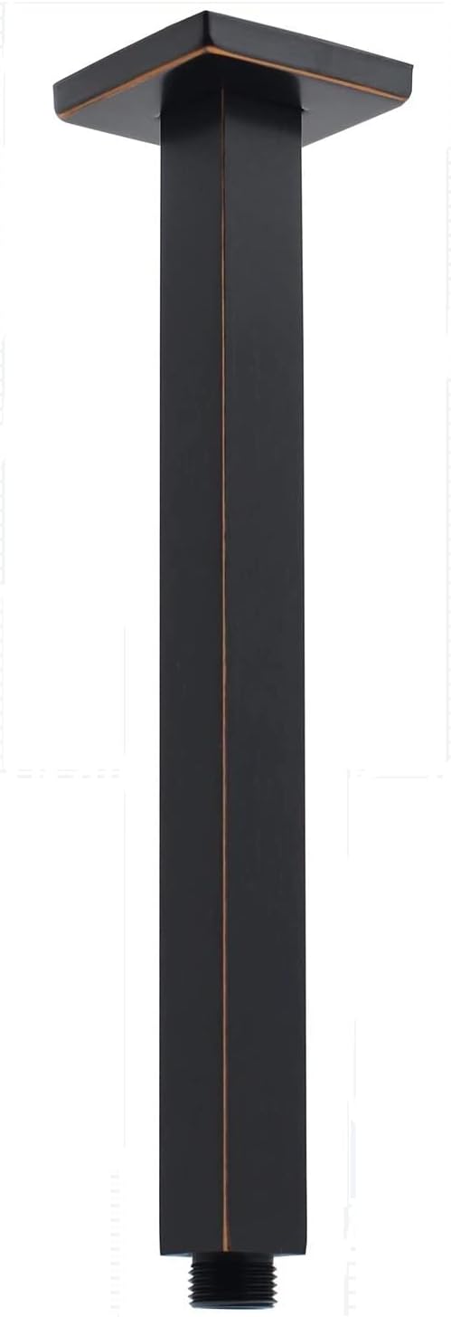 Ceiling Mount Rain Shower Head Extension Arm with Flange 20 Inches Square Straight Extender Extension Pipe Replacement, Long Shower Arm for High Ceiling,Oil-Rubbed Bronze