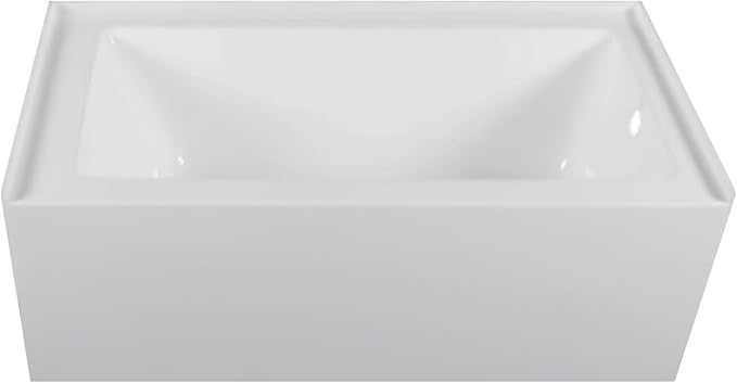 Fine Fixtures Acrylic, Fiberglass Alcove Soaking Bathtub with Integral Apron Front - Drain Included (72" x 36", Right Hand, White)