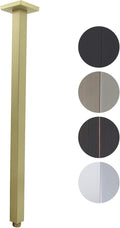 Shower Arm with Flange 24 Inches Ceiling Mount Square Straight Extender Extension Pipe Replacement, Extra Long Shower Arm For Fixed Rain Shower Head or High Ceiling,Brushed Gold