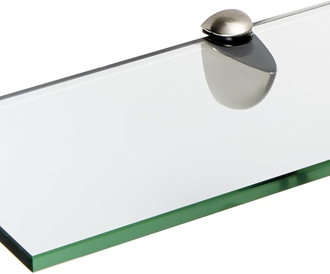 Spancraft Glass P-8x33-Brushed Steel Peacock Glass Shelf, Brushed Steel, 8" x 33"