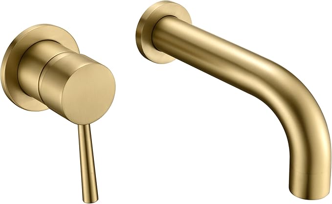 SUMERAIN Wall Mount Tub Filler Gold Bathtub Faucet with Rough in Valve, Left-Handed Handle