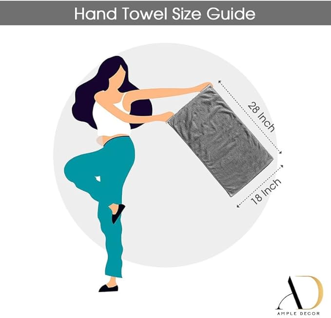 Ample Decor Hand Towels 18 X 28 Inch Pack of 12 600 GSM 100% Cotton, Soft Absorbent Thick Durable Premium Quality, for Hotel, Bathroom, Spa, Daily Use, Gym - Christmas Green