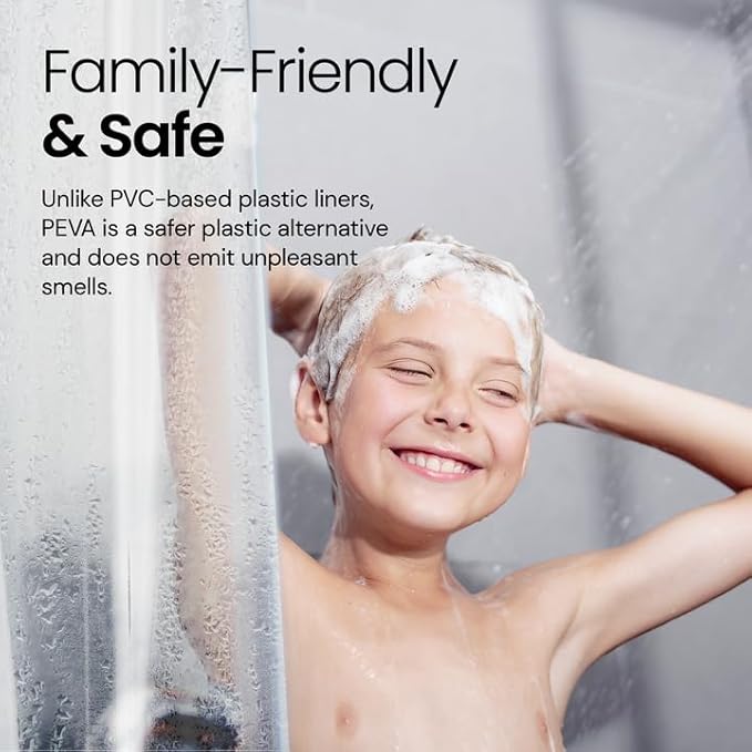 LiBa Bathroom Shower Curtain - Waterproof Plastic Shower Curtain Premium PEVA Non-Toxic Shower with Rust Proof Grommets Clear 8G Heavy Duty Bathroom Accessories 72x78