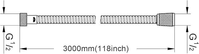 AULEEND，118 inch，encrypted shower hose 304 stainless steel metal - Extra long shower hose -（Universal Connection G 1/2" x 1/2")（brushed nickel）