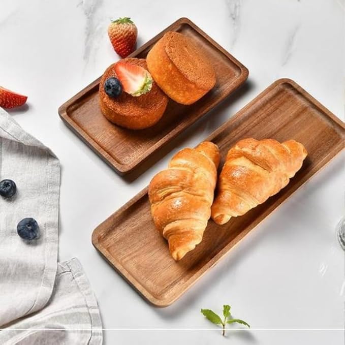 Bathroom Vanity Tray, Bathroom Tray for Counter, Toilet Tank Tray, Wood Bathroom Tray for Organizing and Home Decor (13.8 x 6 x 0.8 inch)