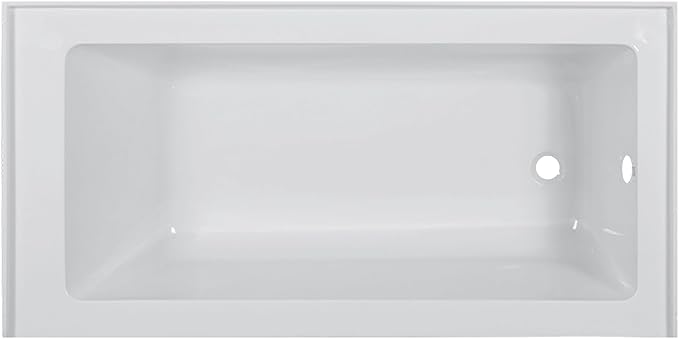Fine Fixtures Acrylic, Fiberglass Alcove Soaking Bathtub with Integral Apron Front - Drain Included (72" x 36", Right Hand, White)