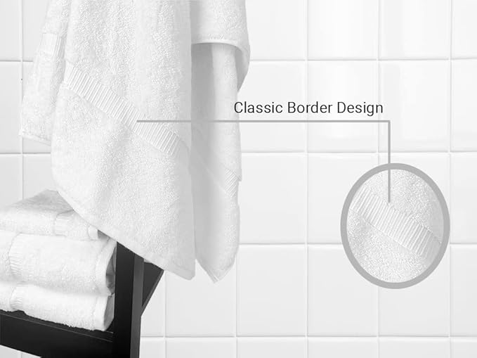 Towel Bazaar Premium Cotton Super Soft and Absorbent Turkish Towels (8-Piece Towel Set, White)