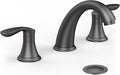 Bathroom Sink Faucet, Faucet for Bathroom Sink, Widespread Matte Black Bathroom Faucet 3 Hole with Stainless Steel Pop Up Drain and cUPC Lead-Free Hose - (Matte Black)