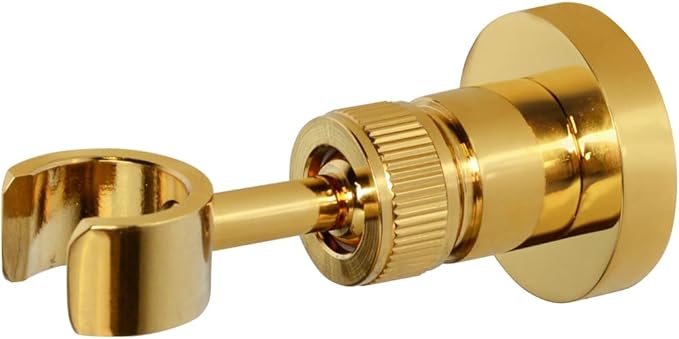 PHASAT Handheld Shower Head Holder Adjustable Solid Brass Handheld Shower Head Bracket Holder Wall Mount,Shower Wand Holder Gold,A13023G