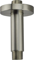 Aquaiaw Shower Arm and O-Ring Flange, 3 inch, Solid Brass, Round, Both Soldered 1/2 NPT Tapered Threads, Straight Shower Arm Extension, Ceiling Shower Head Arm for Rainfall Shower (PVD Brushed Nickel)