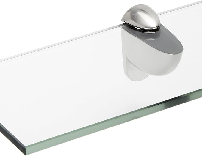 Spancraft Glass H-4.75x18-Brushed Steel Heron Glass Shelf, Brushed Steel, 4.75" x 18"