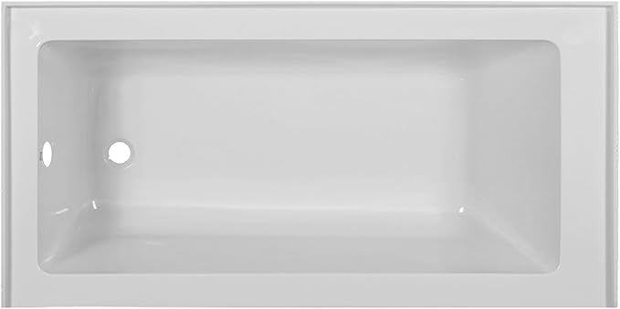 Fine Fixtures Acrylic, Fiberglass Alcove Soaking Bathtub with Integral Apron Front in Glossy White - Left Hand Drain, 66" x 36"