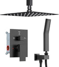 Shower Faucet Set Matte Black Shower System, Starbath 8" Rain Shower Head and Handheld Spray Shower Set Complete Ceiling Mounted,2 Way Pressure Balance Shower Valve and Trim Kit Included
