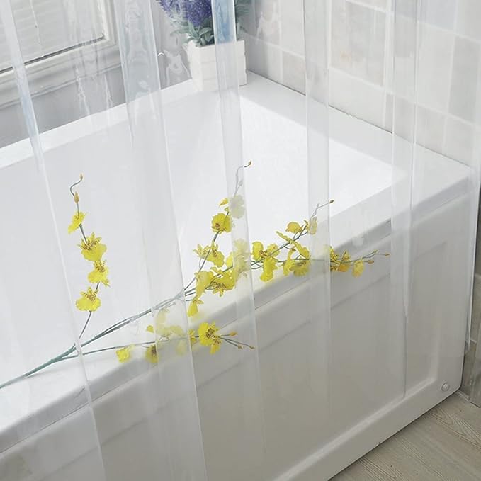 Clawfoot Tub Shower Curtain Liner 180x70 Inch Clear Warp Around Extra Wide 36 Metal Hooks Heavy Duty Vinyl Bath Curtain for Clawfoot Stand Up Tub for Bathroom Tub PEVA Waterproof
